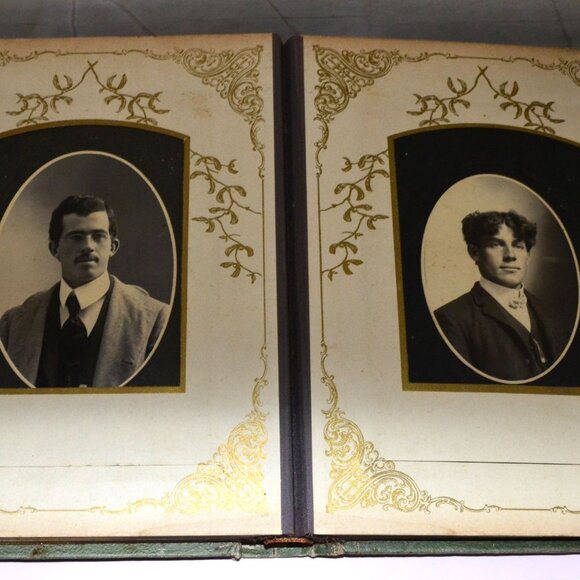 Victorian Photo Album With Antique Photogaphs Embossed Cover & Ornate Clasp” - Picture 12 of 14